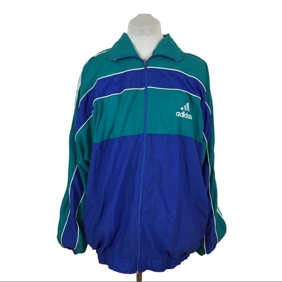 【ADIDAS】Originals Jackets Blue Green★追跡可 adidas | Jackets & Coats | Vintage 9s Xl Adidas Full Zip